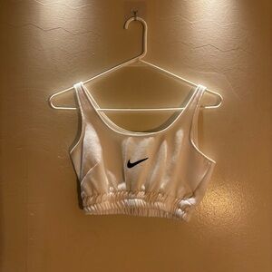 Nike White Sports Bra with Black Swoosh